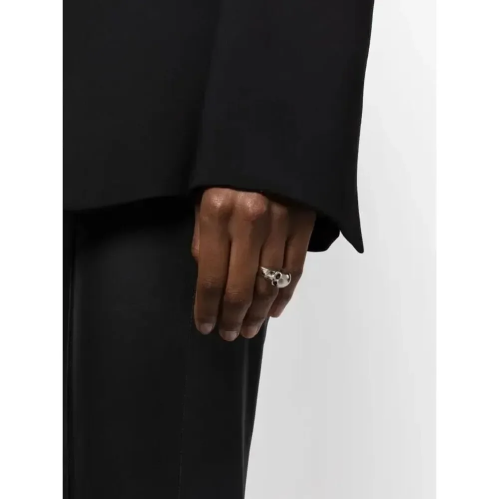 ALEXANDER MCQUEEN Jewelry Mens Size 10 / 21 Ring Silver Side Skull $290